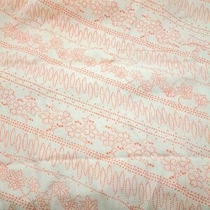 Vintage Muslin Fabric 1.4 yards Orange Cream Dotted Floral Lightweight‎